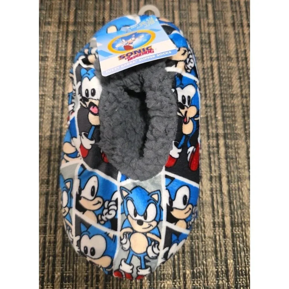 Sonic the Hedgehog‎ Fuzzy Babba Slipper Socks Kids S/M Non Slip